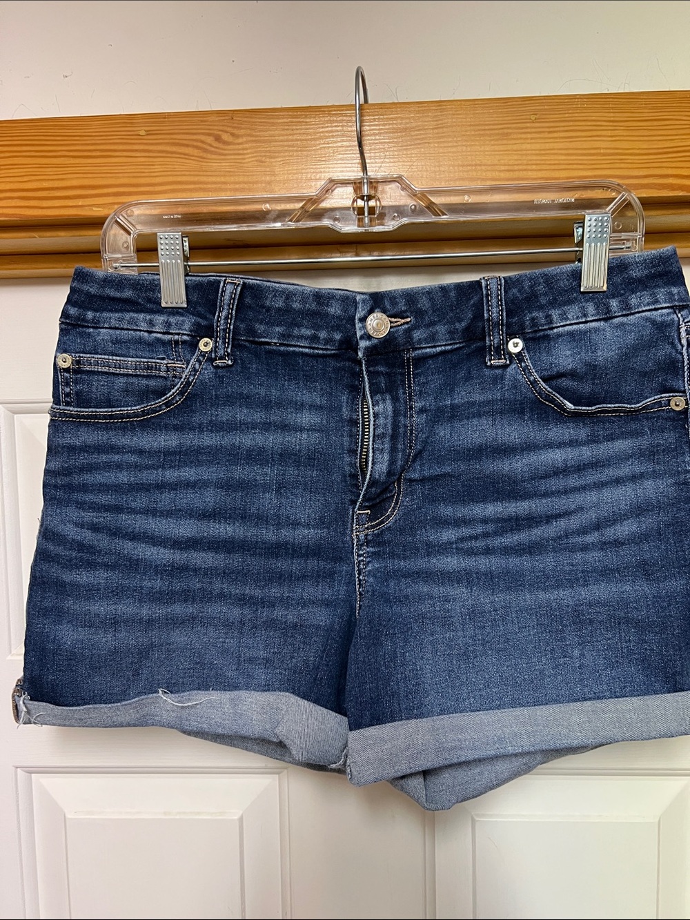 American Eagle Outfitters Dark Blue Rolled Cuff Denim Shorts